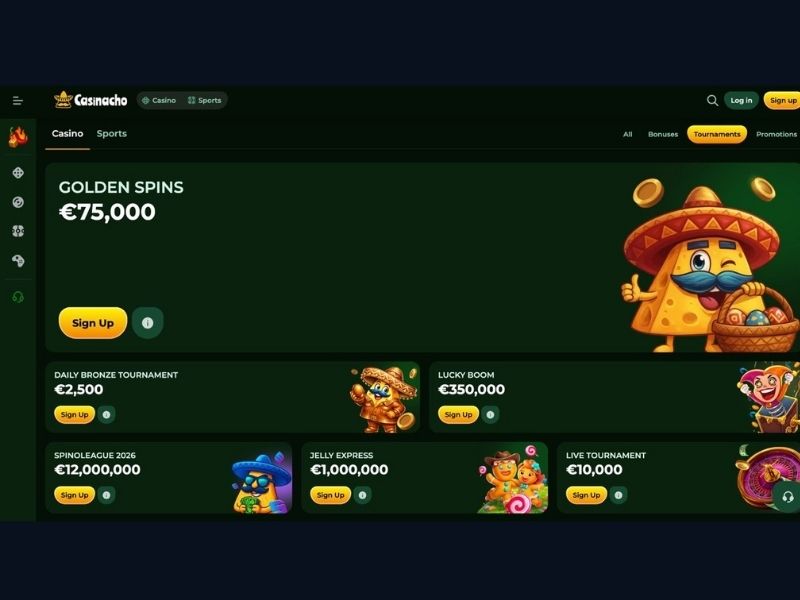 Dashboard-Übersicht für sicheres Spielen bei Casinacho Casino Nacho Casino